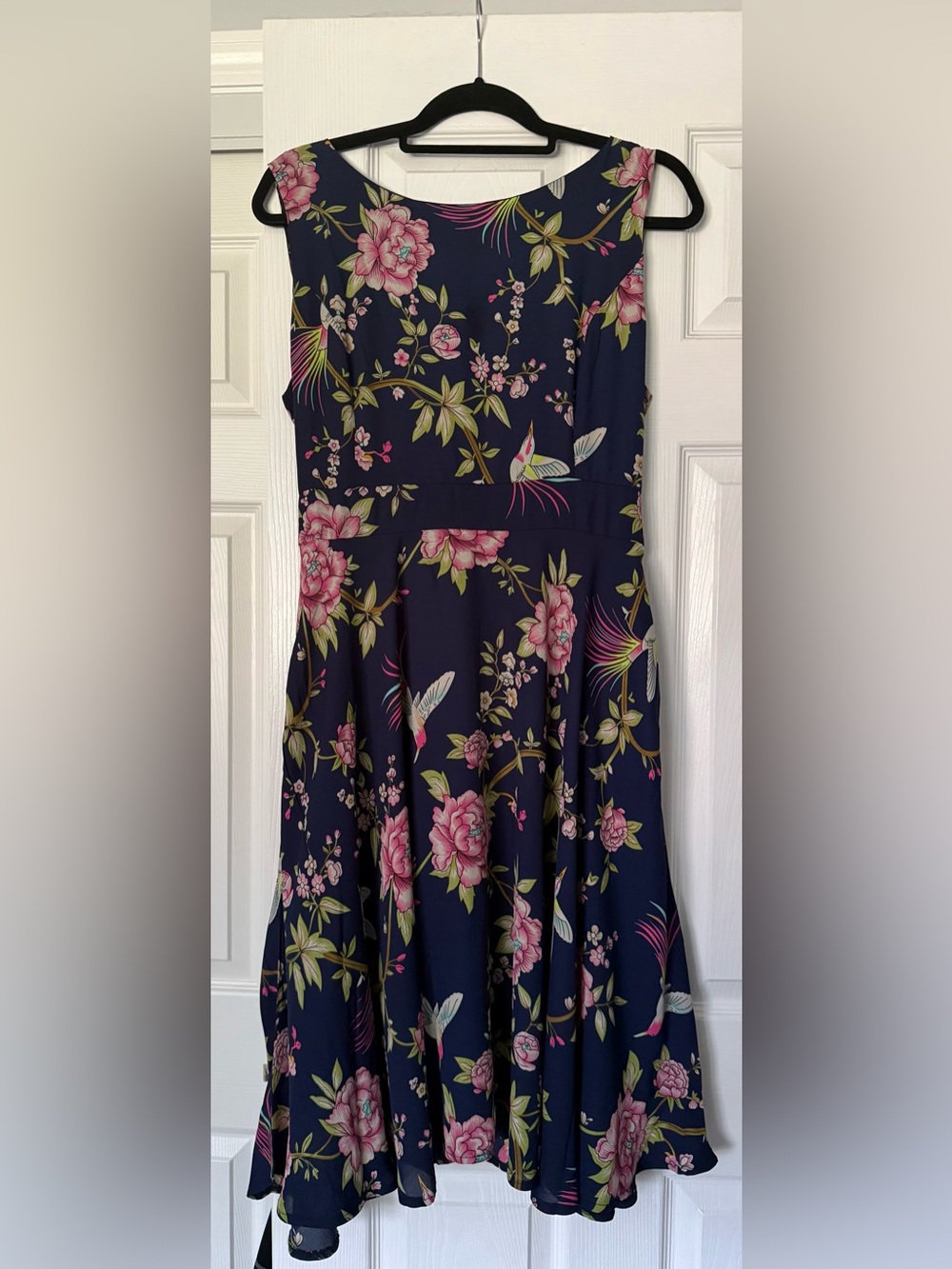 Navy Floral Circle Skirt — Pink & Green Floral Print